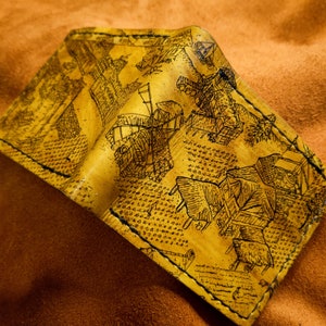 Age Of Empires Leder Portemonnaie - Gelbe Linie Kunstversion - Leder Bifold Brieftasche - Handgefertigte Brieftasche - isometrisch