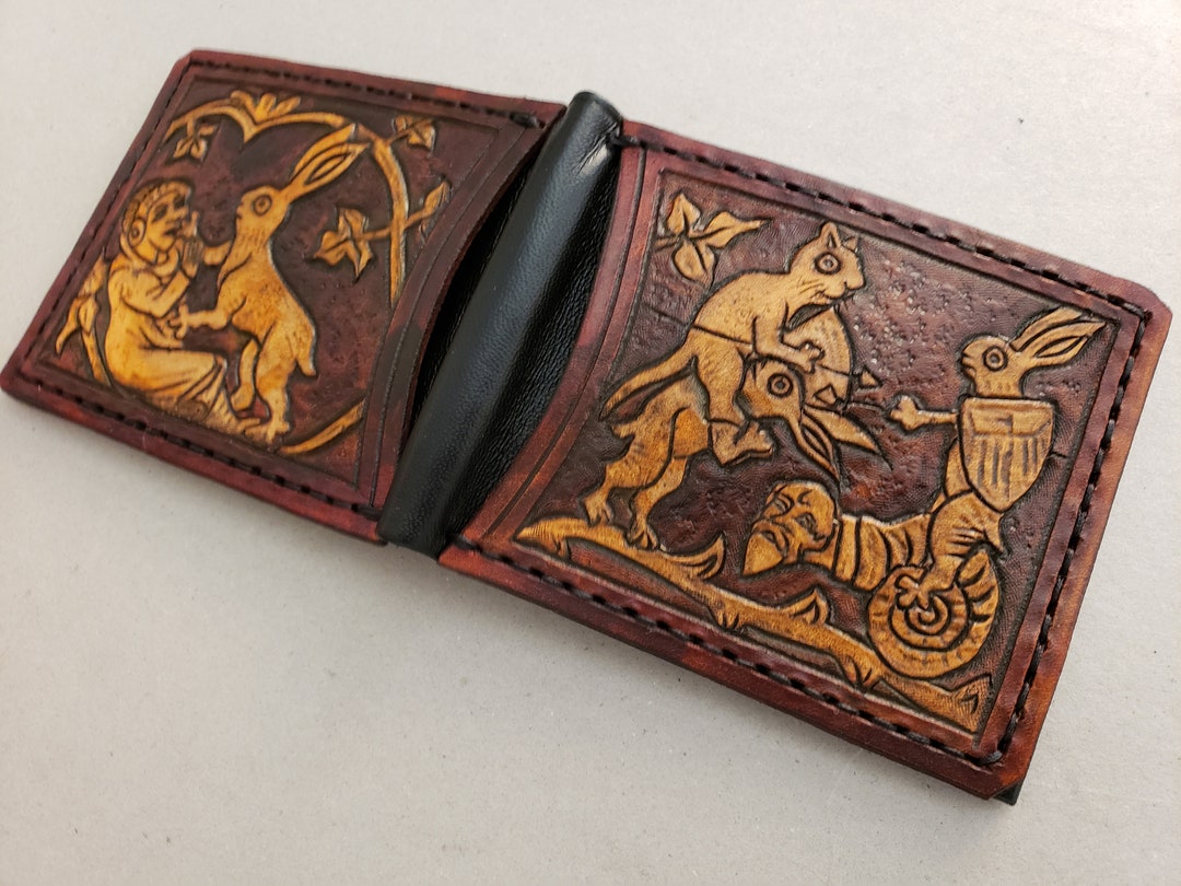 Marginalia Medieval Rabbit Jousting Leather Wallet Dark - Etsy