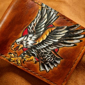 Cartera plegable de cuero Eagle