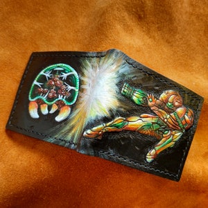 Super Metroid - Leder Bifold Geldbörse - Handgefertigtes Portemonnaie -