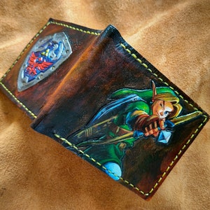 Archer Link leather wallet- Leather Bifold Wallet - Handcrafted Legend of Zelda Wallet - Link Wallet