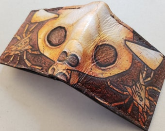 Gold Skulltula Skull Kid leather wallet- soft Leather Bifold Wallet - Geek Leather Gift - Handcrafted Legend of Zelda Wallet - Link Wallet