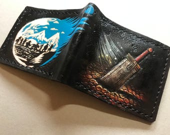 FF7 Meteor Buster Sword - Leather Bifold Wallet - Handcrafted Final Fantasy inspired Wallet -