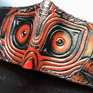 Goron Red Majoras Mask leather wallet- Leather Bifold Wallet - Geek Leather Gift - Handcrafted Legend of Zelda Wallet - Link Wallet