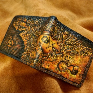 Map of Hyrule Ledergeldbörse - Leder Bifold Geldbörse - Handgefertigte Legend of Zelda Geldbörse - Link Wallet