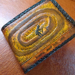 Mowing Devil - Crop Circle - leather wallet- Dark Brown and ivory colour - Leather Bifold Wallet - Handcrafted