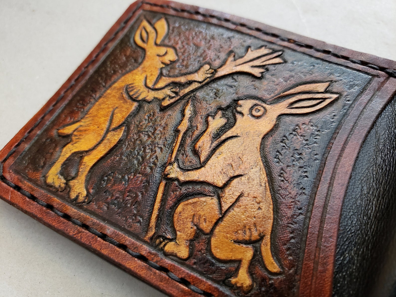 Marginalia Medieval Rabbits Leather Wallet Dark Brown and Etsy