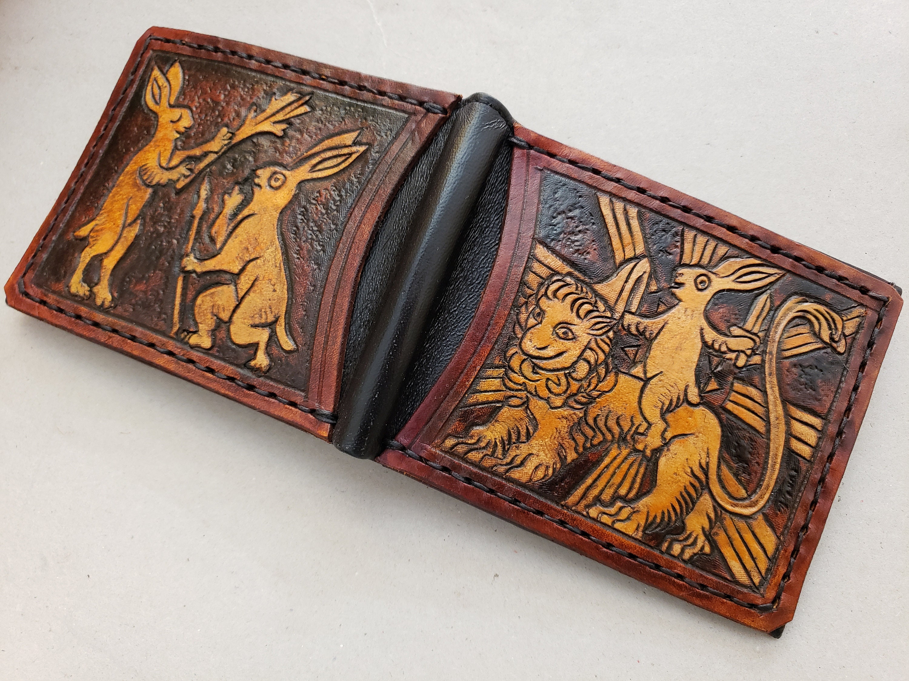 Marginalia Medieval Rabbits Leather Wallet Dark Brown and | Etsy