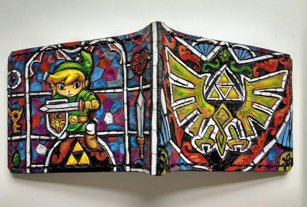 Wind Waker Colorful Stained Glass Hyrule Crest Leather Wallet Etsy