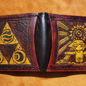 Triforce Pearls leather wallet- Dark Brown and ivory colour - Leather Bifold Wallet - Handcrafted Legend of Zelda Wallet - Link Wallet