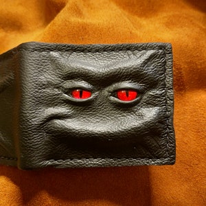 Enderman eyes Shmuggle face Necromonicon demon eyes Leather wallet. image 2