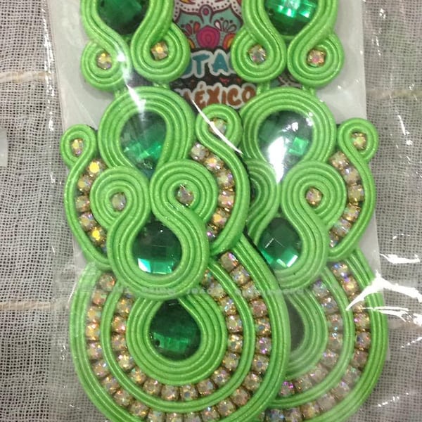 Green apple soutache earings