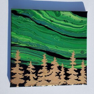 Acrylic Pour - Northern Lights w/ Gold Spruce