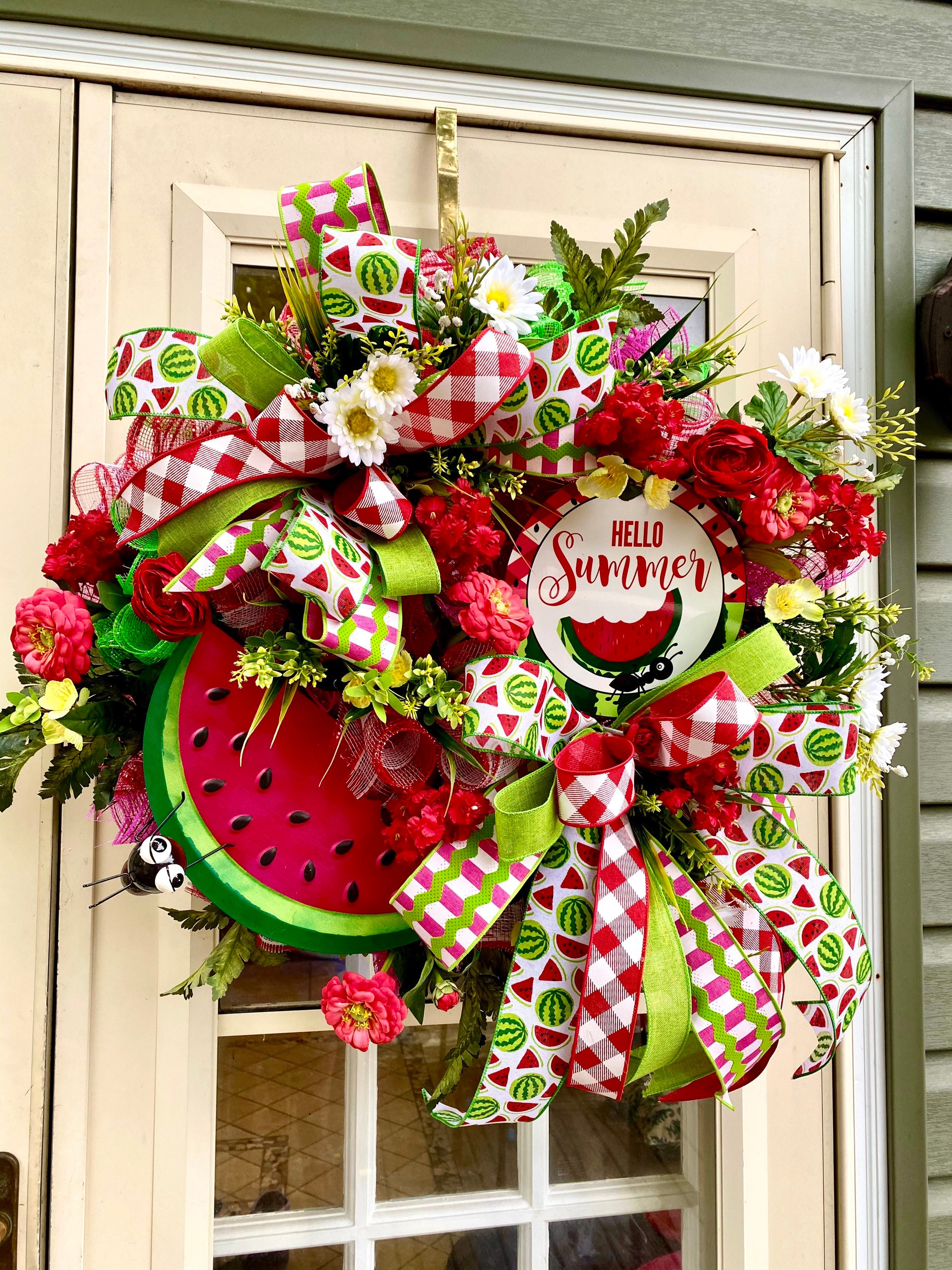 Home & Living Wreaths Spring grapevine wreath for front door Watermelon ...