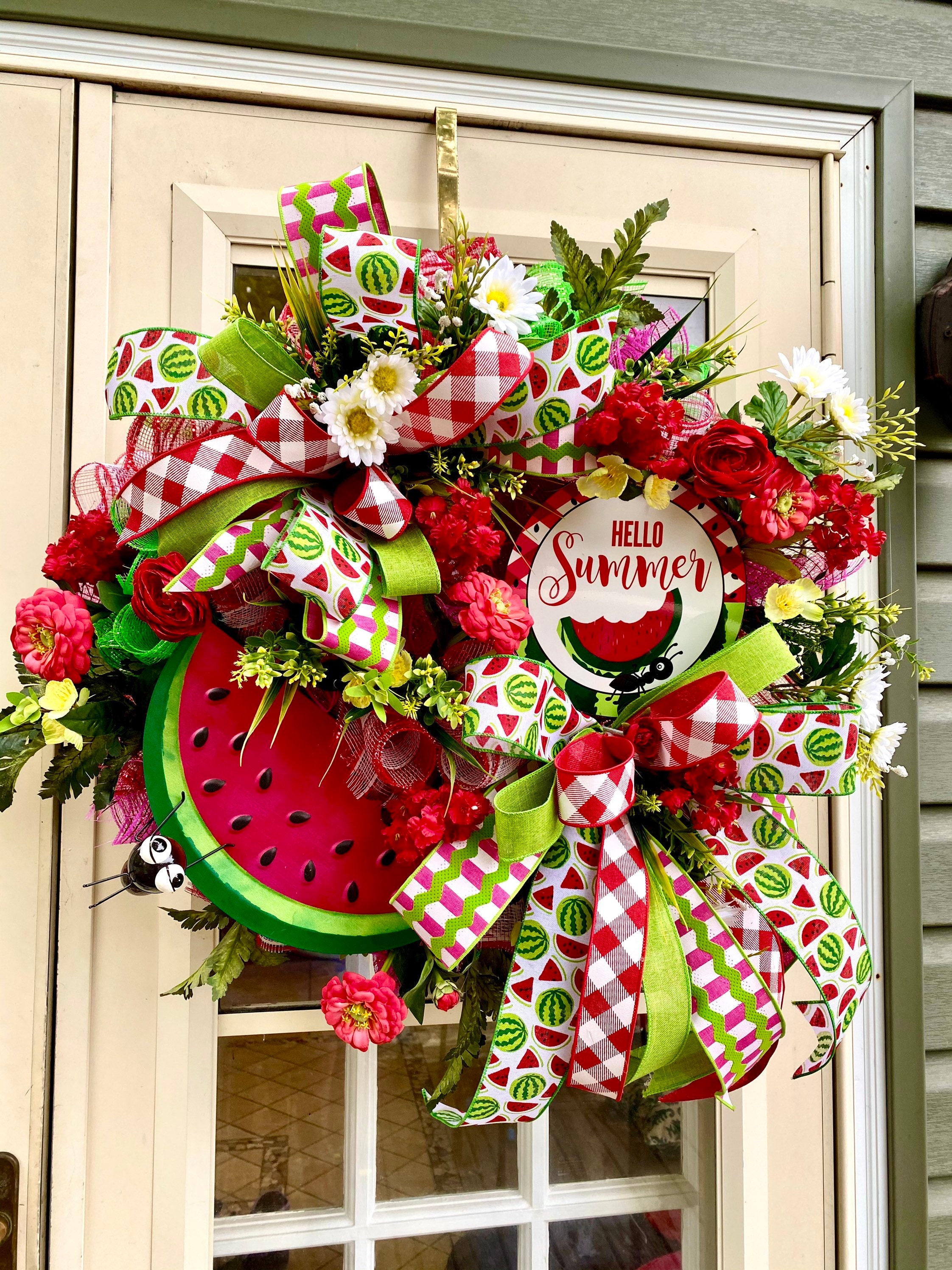 spring wreath watermelon summer wreath all season wreath home decor outdoor wreath Watermelon Wreath for front door front door decor spring wreath watermelon summer wreath all season wreath home decor outdoor wreath Watermelon Wreath for front door front door decor