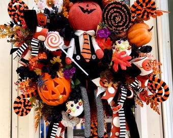 Jack o lantern wreath