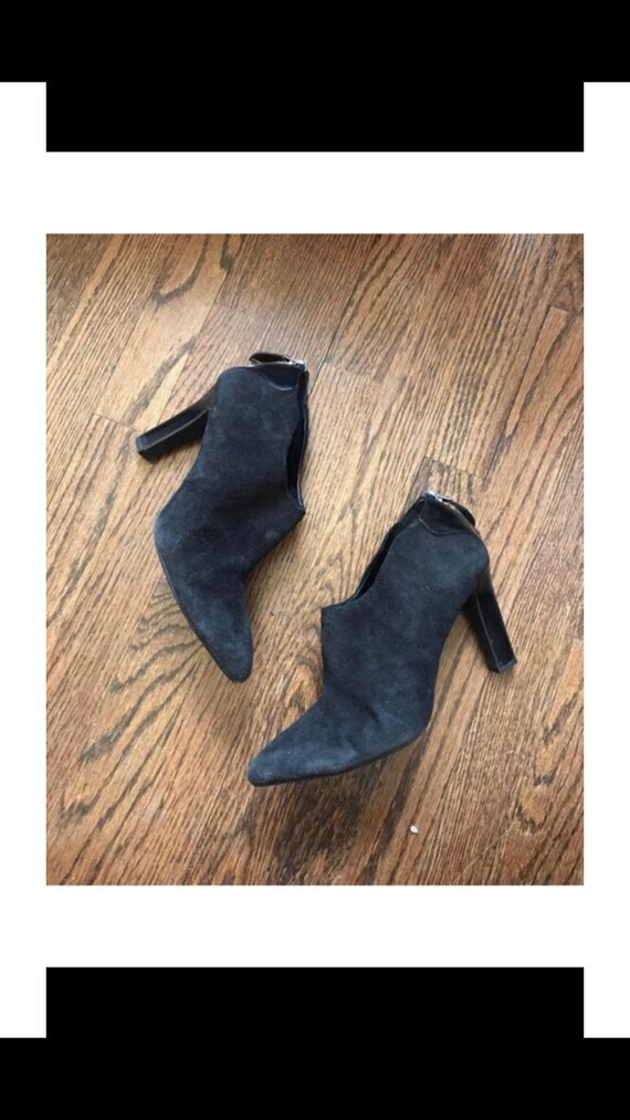 black suede pointed toe booties