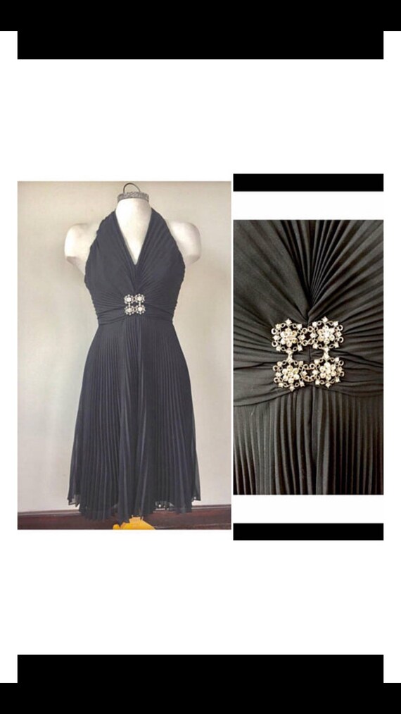 black formal dress, vintage prom dress, rhinestone