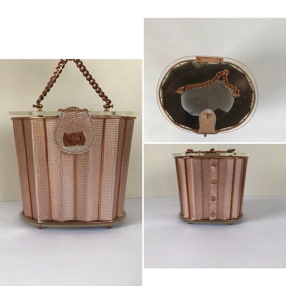 Metallic box purse, lucite purse, top handle purse