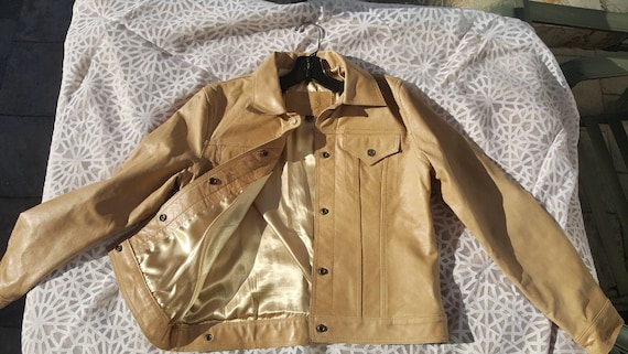 90s GUESS JEANS Leather Jacket / 90s tan leather j