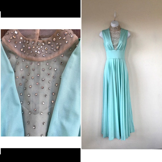 Aquamarine Crystal Gown, rhinestone gown, sea foam