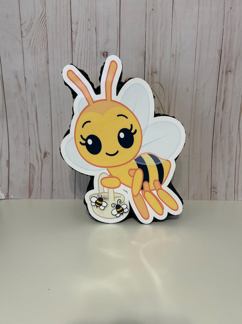 Mini Piñata, bee, Party Decorations, plim plim, Cutout Decor, Theme Decor, Party Props, party piñata, yellow piñata, 1st, 2nd, bee piñata image 2