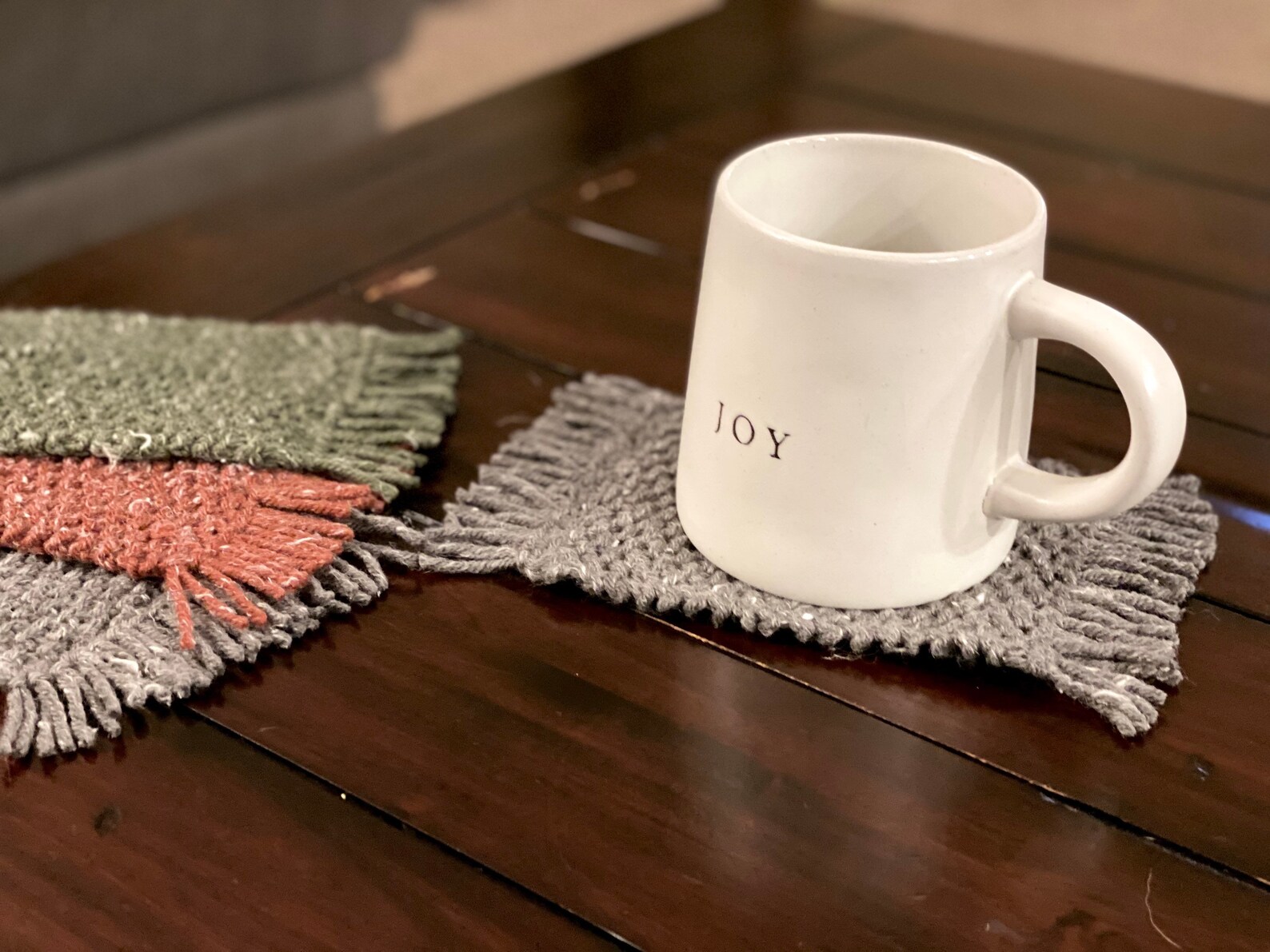 MUG RUGS set of 2 or 4 Knit Mug Rug Mini Placemat Knit Etsy