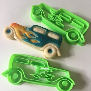 Hot Rod Cookie Cutter Set (Top and Bottom) for Layered Cookies | 3D Printed PLA | Car Birthday & Racing Party Tool