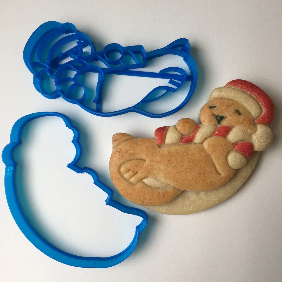 Otter With Candy Cane Cookie Cutter Set - Christmas Cookie Cutter ...