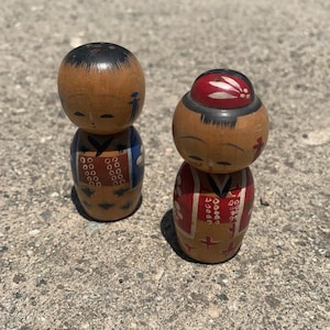 Vintage Japanese Kokeshi Doll Salt & Pepper Shakers