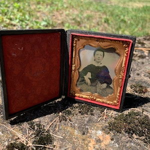 Antique Miniature Daguerreotype Photo Portrait of Young Woman