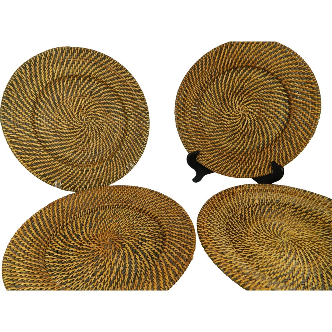 Chargers Rattan Wicker Woven Plate Chargers Set of 4 Raised Etsy