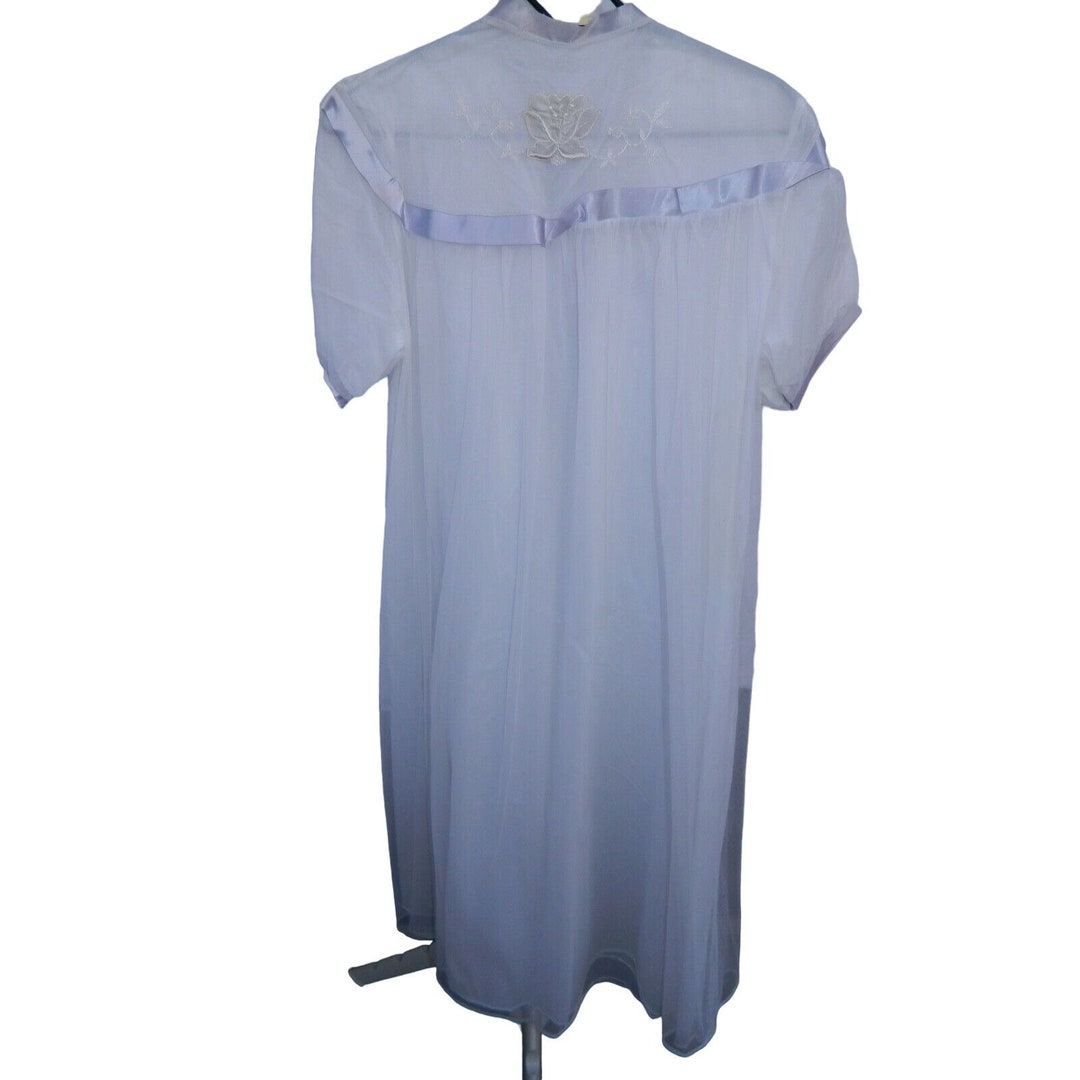 Lingerie Ivory Nightgown Robe Long Full Sweep Soft Silk Lavender Trim ...