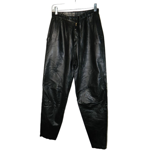 Vtg Wilsons  Leather Pants Black Size 10 Wide Hip Style Hammer Time Slim Ankle