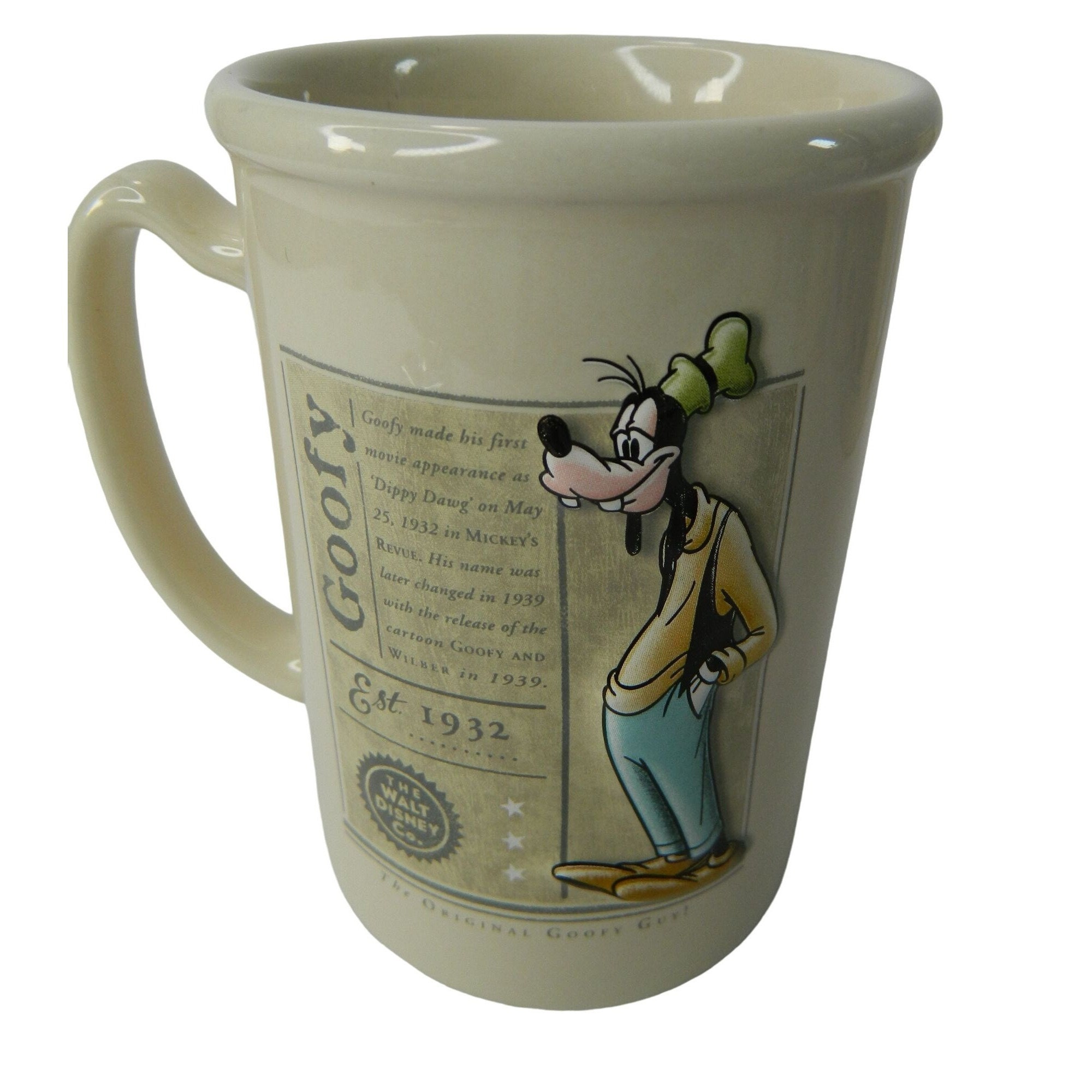 Walt Disney World Goofy 1932 3D Embossed Coffee Mug Cup 12 Oz 1997