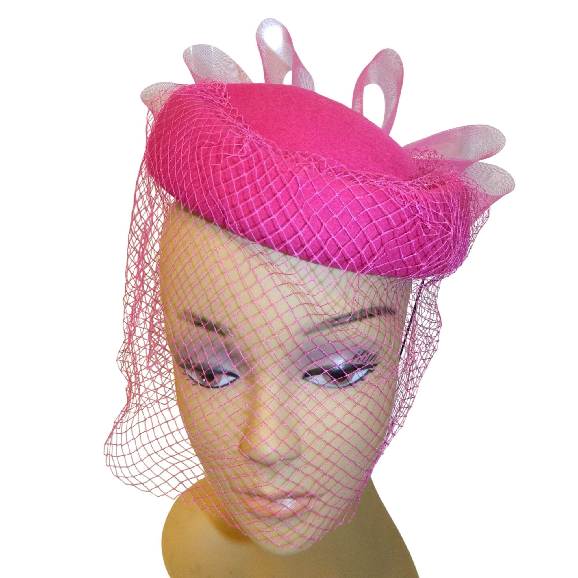 Pink Pillbox Hat With Netting - Etsy