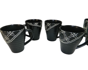 Tabletops Lifestyles Kantera Coffee Cups Mugs Set Of 4 Black & White