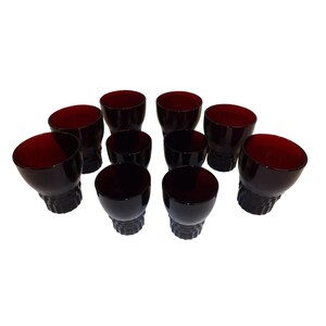 Vtg Anchor Hocking Royal Windsor Ruby Red Drinking Glasses 2 sizes Set Of 10