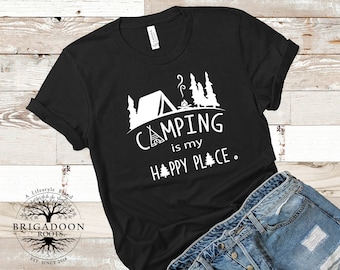 Camiseta "Acampar es mi lugar feliz" / Camiseta unisex Bella Canvas