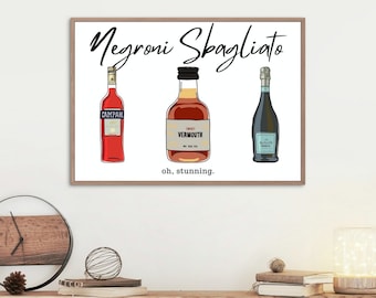 Negroni Sbagliato decostruito con Prosecco Wall Art / Stampa digitale / Decorazioni per la casa