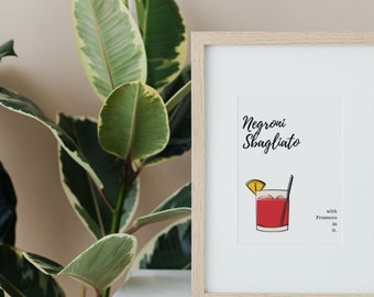 Negroni Sbagliato con Prosecco Wall Art / Stampa digitale / Decorazioni per la casa
