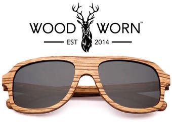 Handmade Wood Worn Brand Wooden Aviator Polarized Sunglasses - Altitude