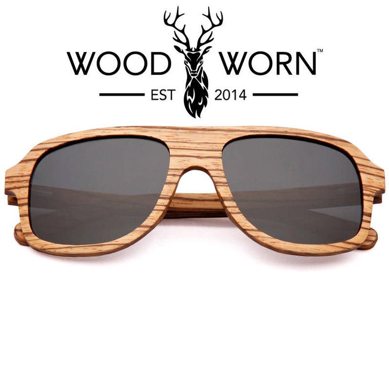 Handmade Wood Worn Brand Wooden Aviator Polarized Sunglasses Altitude image 1