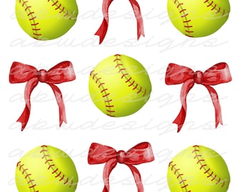 Softballs and Bows PNG