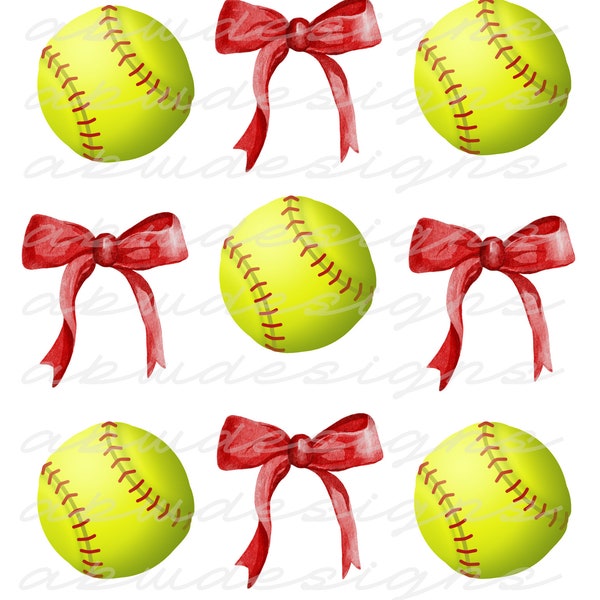 Softballs and Bows PNG