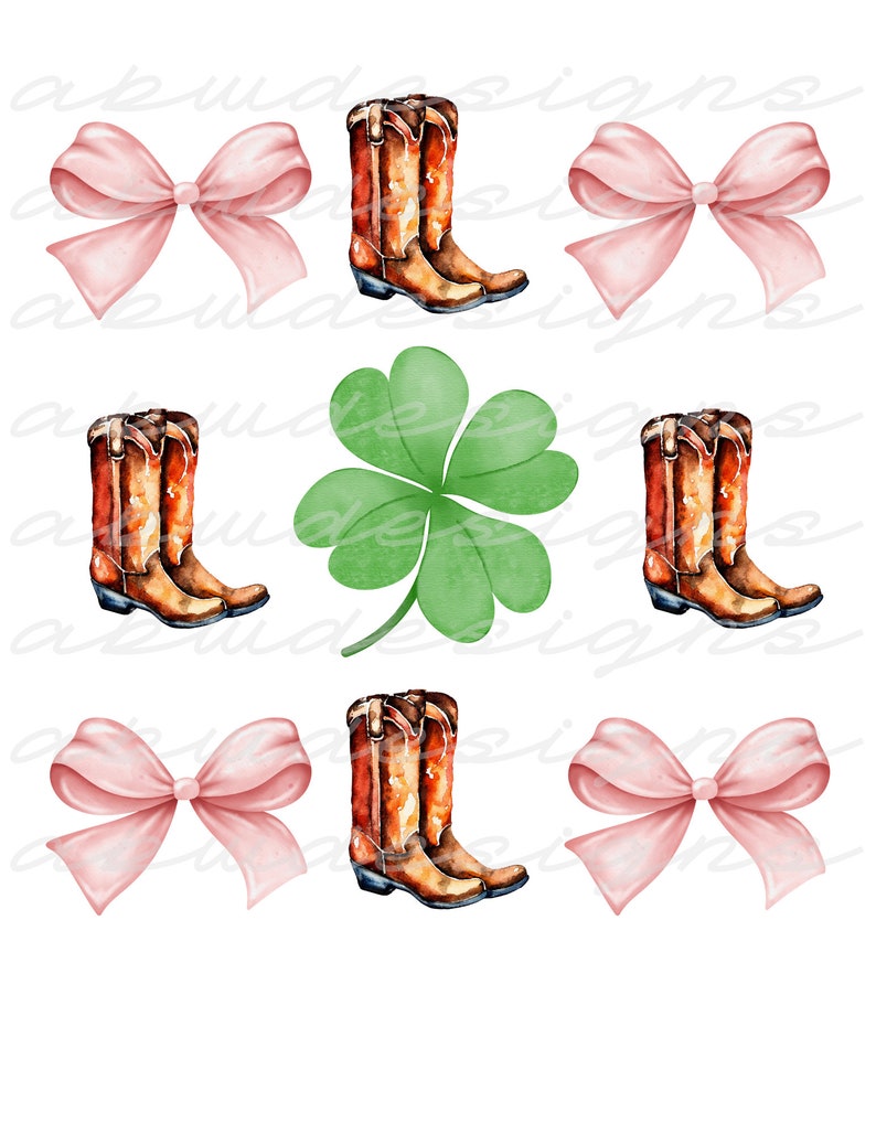 Lucky Boots and Bows Png., St. Patrick's Day Png., Western Png, Cowboy ...