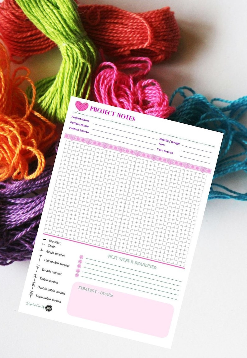 Notes Chart Crochet Crochet Project Note Tracker, Crochet Printable Note, Crochet to Do ...