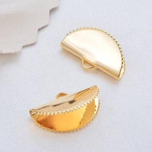 50 Glossy Semi Circle Band End Wide Cord Clips Dainty 14K GF Delicate ...