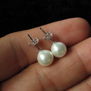Sterling Silver Stud Pearl Earings White South Sea Shell Pearl Earrings Bridal Wedding Jewelry Gift For Bridesmaids 8mm 10mm 12mm 14mm 16mm