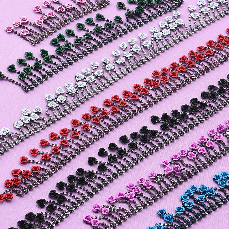 Roses /& Glitter Rhinestone Claw Chain Silver Trim Metal Cup Close Chain Handmade Jewelry High Quality Wedding Veil Finding 20mm